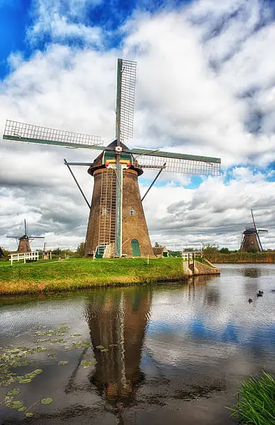 Historic windmill at Kinderdijk. The Netherlands
