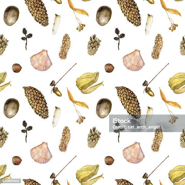 Seamless Pattern With Nature Objects Stock Photo - Download Image Now ...