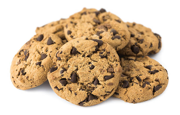 istock Pile of Chocolate Chip Cookies Isolated on White Background 635870676