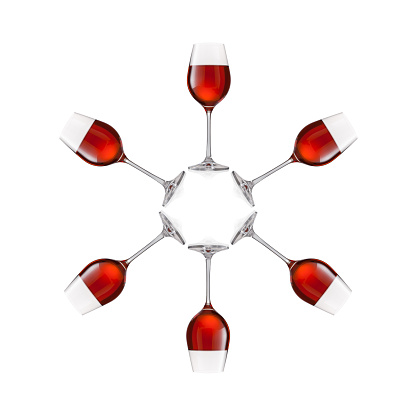 Glasses of red and white wine isolated on white background