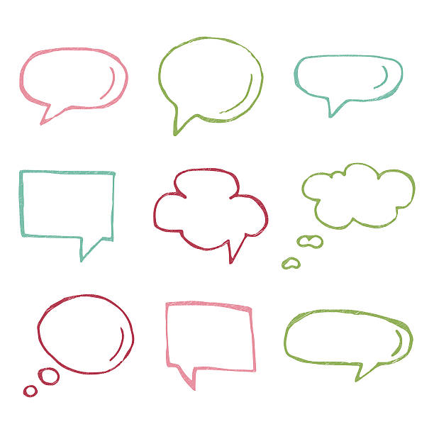 Speech bubble vector icons. Hand drawn vector thought and speech bubbles and balloons. Blank empty white speech bubbles. Think cloud symbols. Sketch hand drawn bubble speech. animal hand stock illustrations