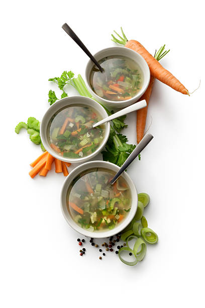 istock Soups: Vegetable Soup and Ingredients Isolated on White Background 635875798