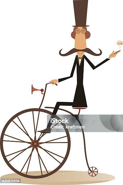 Cartoon Man Rides A Bike Stock Illustration - Download Image Now - Adult, Bicycle, Cartoon