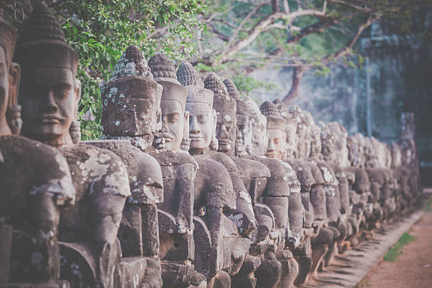 istock Statues at South gate Angkor Wat, Cambodia 635876892