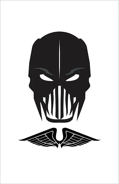 Vector illustration of Warrior. Black Mask.Horror. Demon.