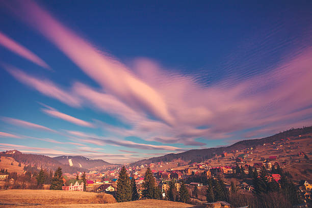 istock Carpathian cityscape and beautiful sky 635878344