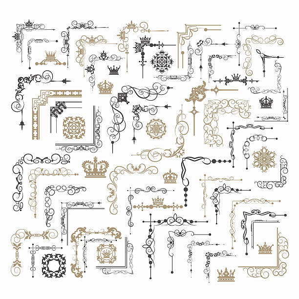 prvky návrhových rohů a vektorového obrázku ohraničení - roh popis stock ilustrace