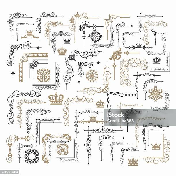 Ilustración de Elementos De La Imagen Vectorial De Esquinas Y Bordes De Diseño y más Vectores Libres de Derechos de Borde