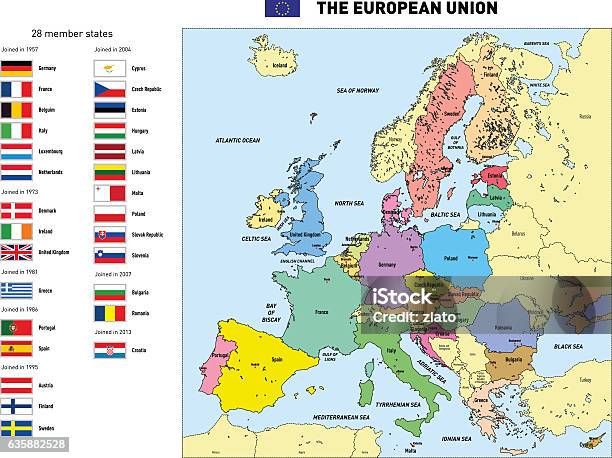 Vector Map Of The European Union Stock Illustration - Download Image Now - European Union, Map, Europe