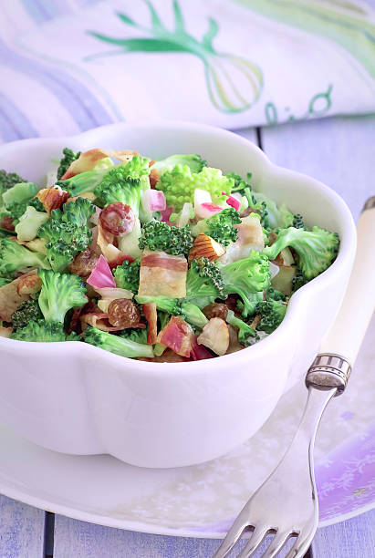 Broccoli salad with mayonnaise stock photo