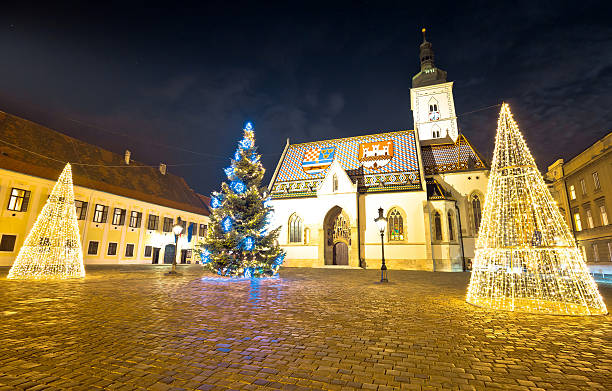 istock Zagreb government square advent evening view 635889084