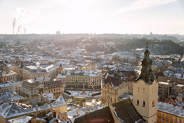 istock Winter panorama view from the Town Hall on the downtown 635889882