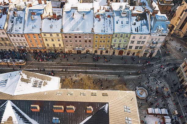 istock Winter panorama view from the Town Hall on the downtown 635890272