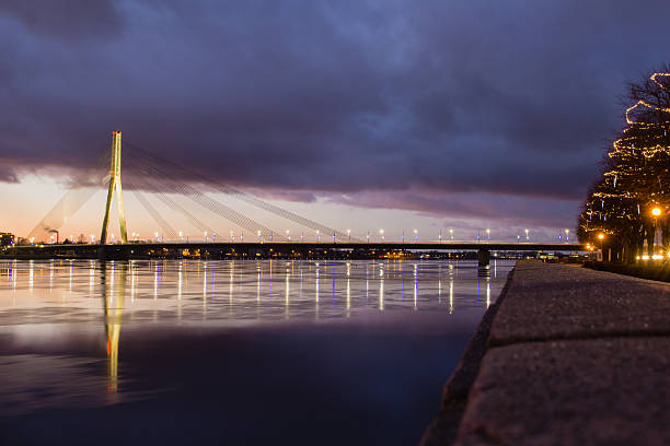 istock Cosmopolitan night cityscape at Baltic riverside 635891366