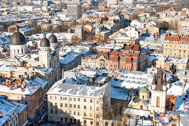 istock Winter panorama view from the Town Hall on the downtown 635891398