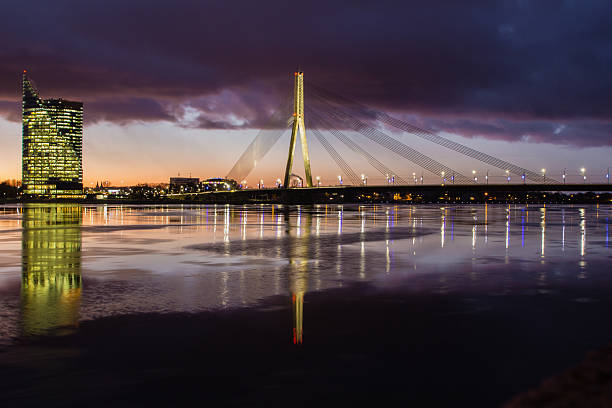 istock Cosmopolitan night cityscape at Baltic riverside 635891760