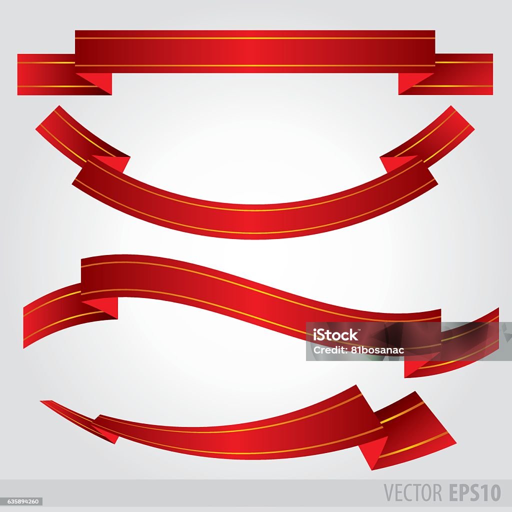 Red String Ribbon Theory Vector Set Red Ribbons Vector Stock Illustration - Download Image Now ...