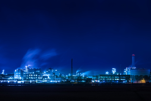 big industry district at night