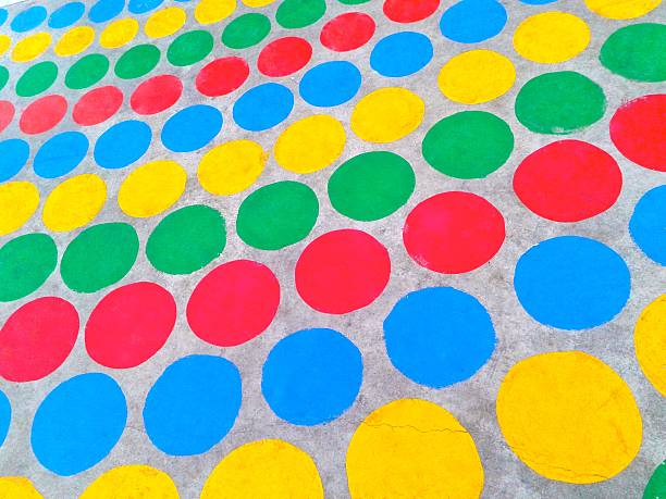 Homemade twister game. Outdoor.