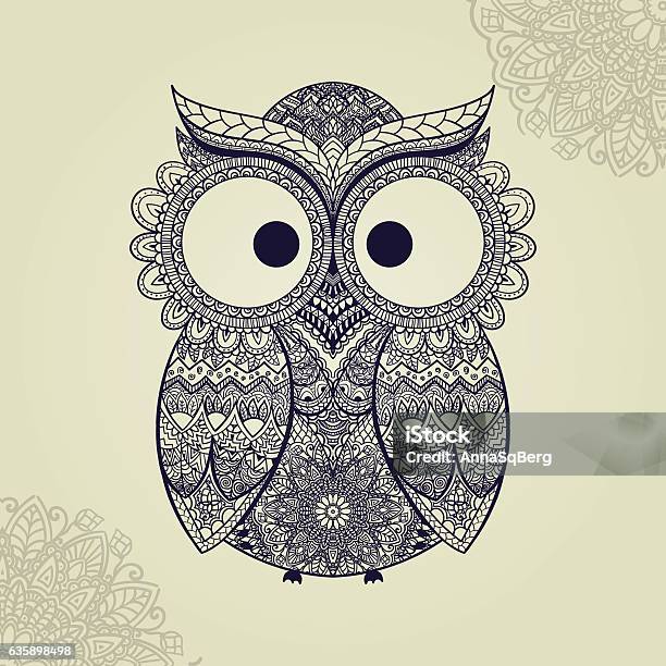 Vector Illustration Of Owl Bird Illustrated In Tribal Whith Stock Illustration - Download Image Now