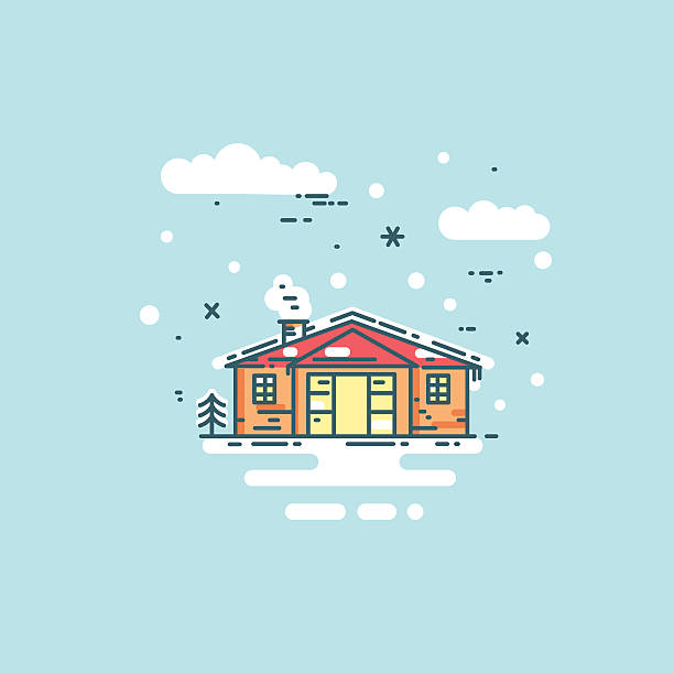 abstrakcyjna ilustracja wektorowa domu liniowego. - christmas funky building exterior vector stock illustrations