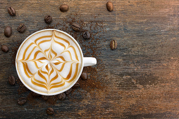 istock Caramel cappuccino coffee ,top view. 635899520