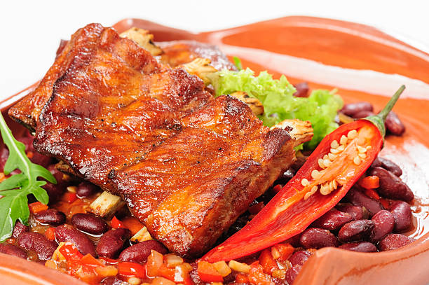 Roasted pork ribs with vegetables