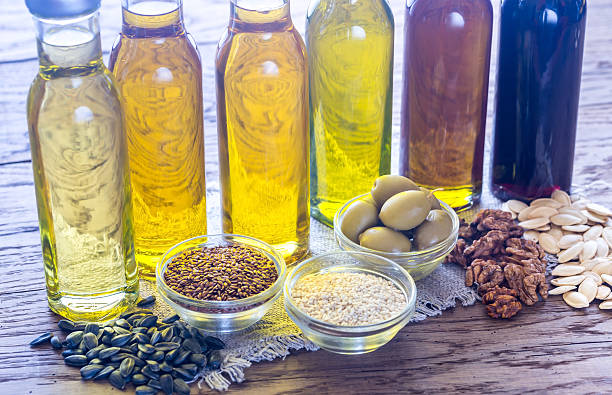Bottles with different kinds of vegetable oil
