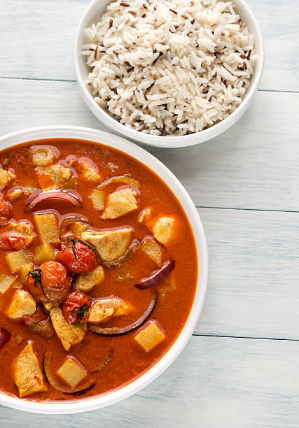 istock Thai yellow curry with chicken and rice 635904294