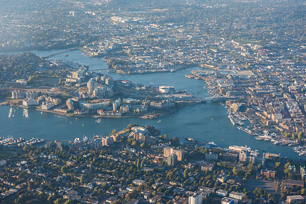 Aerial Image of Victoria Harbour, British Columbia, Canada stock photo