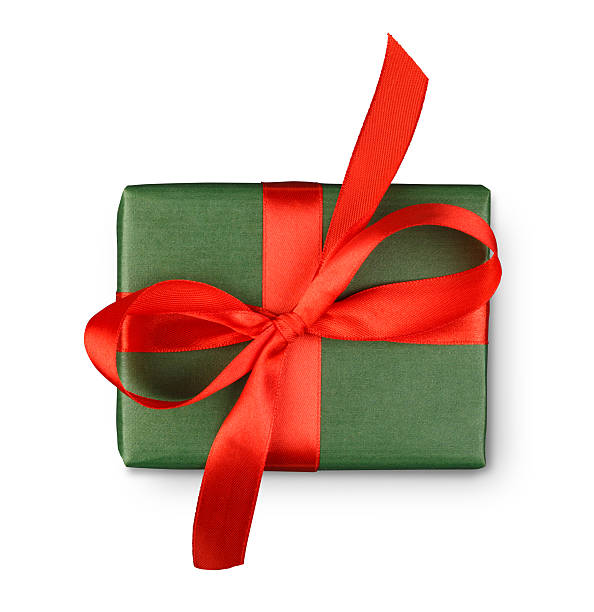 istock Birthday holiday gift box in wrapping paper isolated on white 635906128