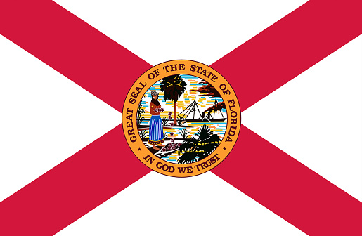 Florida Flag, three dimensional render, satin texture. US State Flag, USA