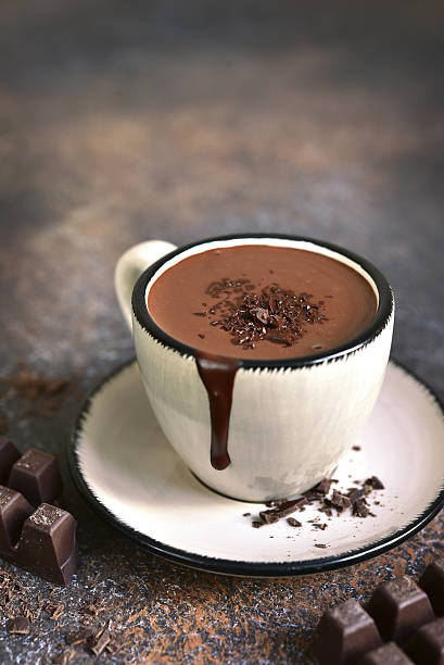 Thick spicy hot chocolate in a cup. stock photo