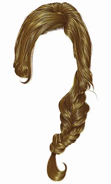 Vector illustration of trendy women  blond hairs  pigtail . braid plait .  fashion  beauty style .