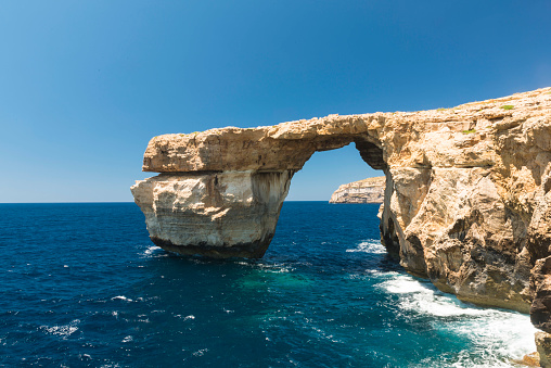 Azure Window or blue hole in neighboring island Gozo, Malta