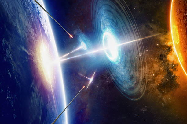 istock Extraterrestrial aliens spaceships hits planet Earth 635914374