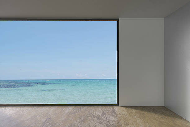 istock Empty loft Room with window Living Indoor on Sea view 635915532
