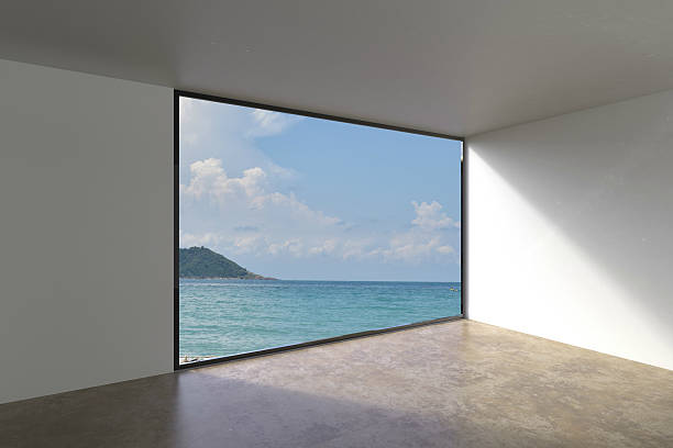 istock Simple Empty Room Living loft Style on Sea view 635915684