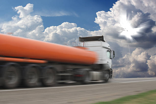 istock The truck on asphalt road 635916844