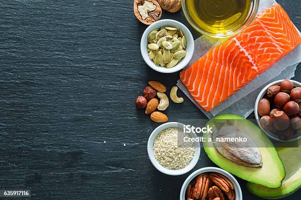 Selection Of Good Fat Saurces Stock Photo - Download Image Now - Fat - Nutrient, Healthy Eating, Healthy Lifestyle