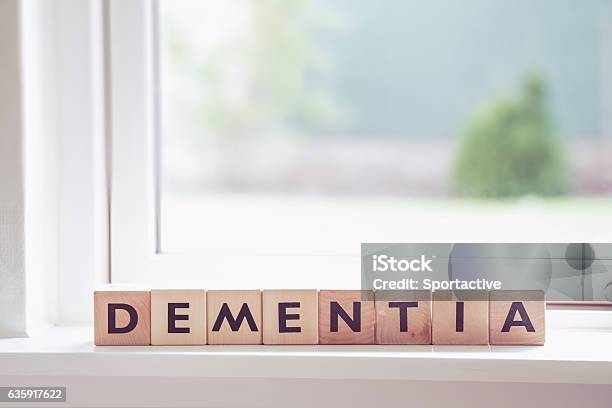 Dementia Sign In A Window Stock Photo - Download Image Now - Dementia, Alzheimer's Disease, Aging Process