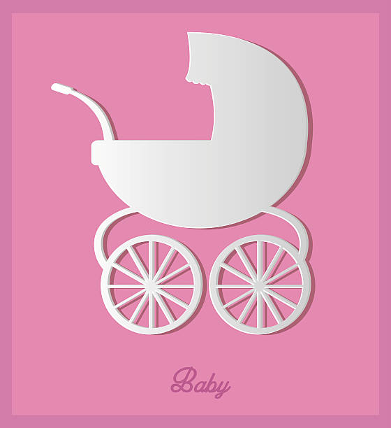 istock Baby carriage. Paper art and craft style. Vector silhouette 635918044