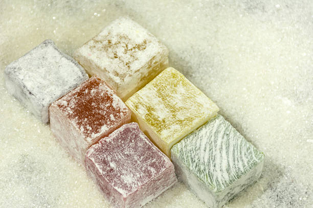 istock Oriental sweets, candy, marmalade, meal, mixed Turkish delight, East 635921106