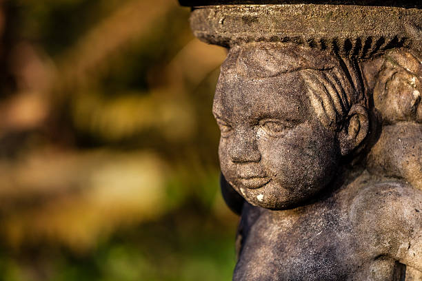 istock Small garden fountain close up 635922876
