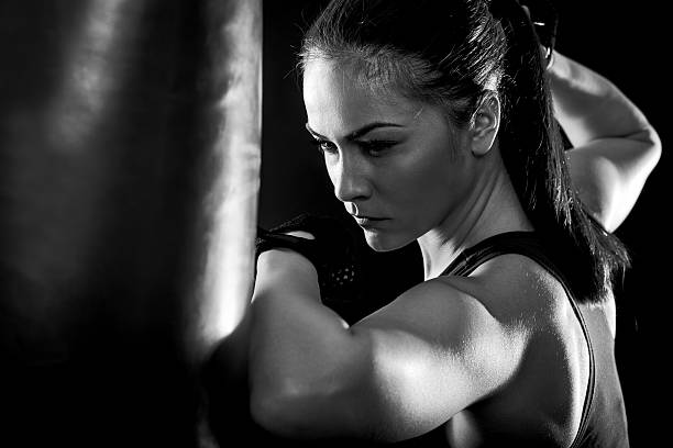 istock Female boxer at traning. 635924346
