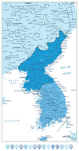Corena Map 990+ Mapa Político De La Península Coreana Fotografías de stock, fotos ...