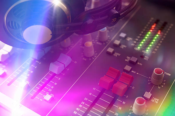istock Close up sound mixer dj elevated view 635925640