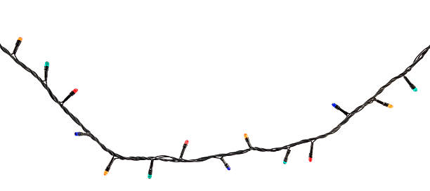 istock Multicolored lamp garland isolated on white 635928706