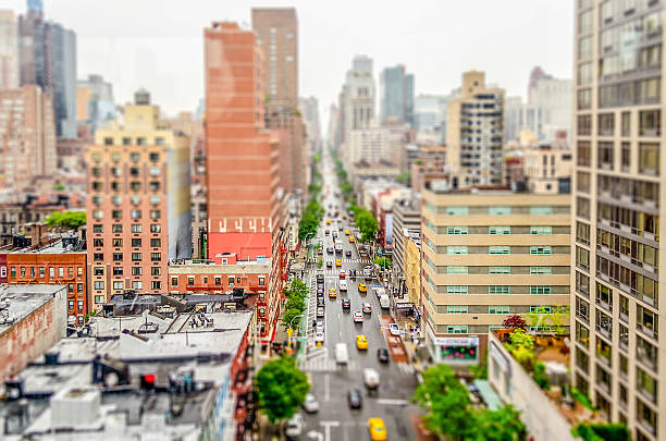 istock Aerial view of 1st Avenue, Manhattan. Tilt-shift effect applied 635935886