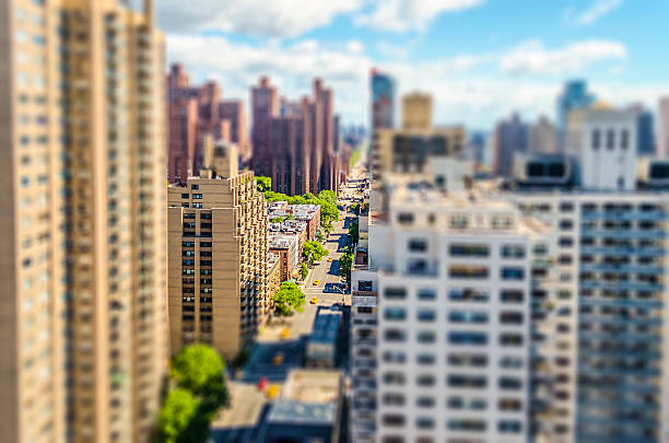 istock Aerial view of 2nd Avenue Manhattan. Tilt-shift effect applied 635935992